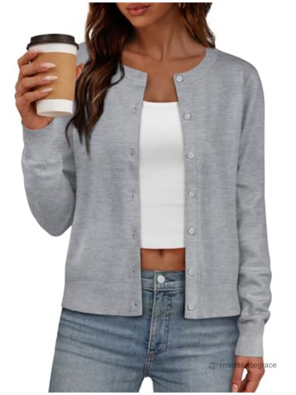 IWD Women's Lightweight Button Down Cardigan Sweater Long Sleeve